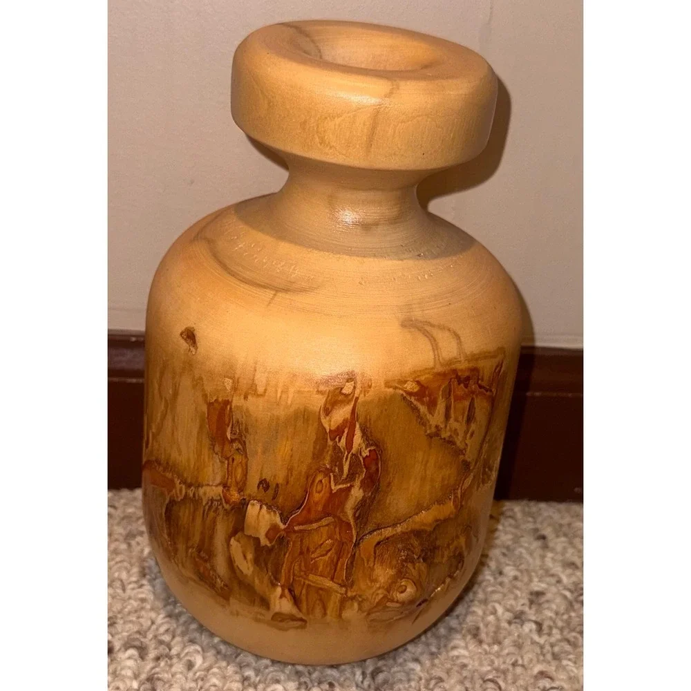 Nature Turns Hand Turned Aspen Wood Vase Rustic Organic Decorative Vessel 8.5in